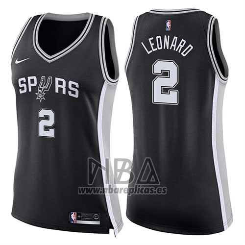 Camiseta Mujer San Antonio Spurs Kawhi Leonard NO 2 Icon 2017-18 Negro